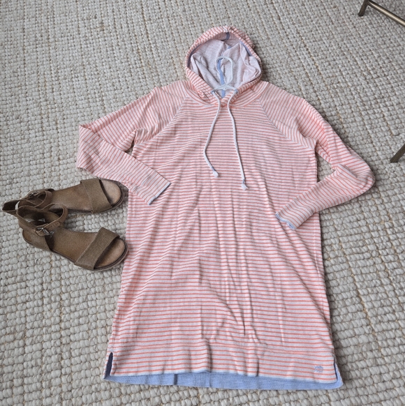 Southern Tide S Striped Orange Hooded Long Sleeve Mini Dress Cotton Spring Beach - Picture 14 of 14